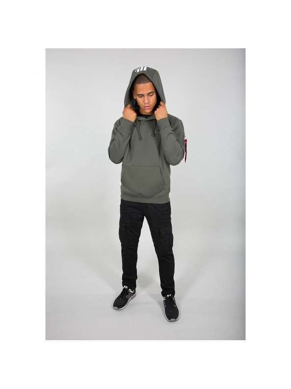 Alpha Industries Pánska zelená mikina Alpha Industries Back Print hoodie Dark Olive