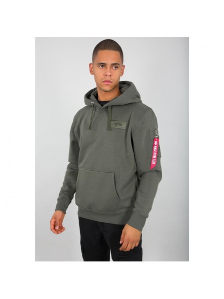Alpha Industries Pánska zelená mikina Alpha Industries Back Print hoodie Dark Olive