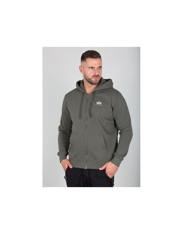 Alpha Industries Pánska zelená mikina Alpha Industries Basic Zip hoodie Dark Olive