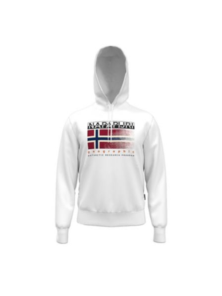 Napapijri Pánska biela mikina s kapucňou Napapijri B-Kreis H 002 Bright White