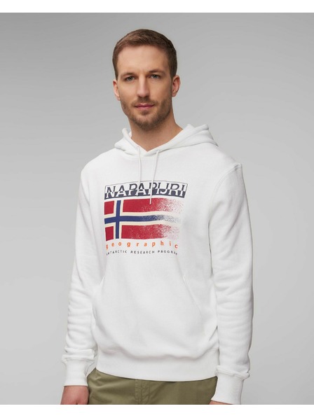 Napapijri Pánska biela mikina s kapucňou Napapijri B-Kreis H 002 Bright White