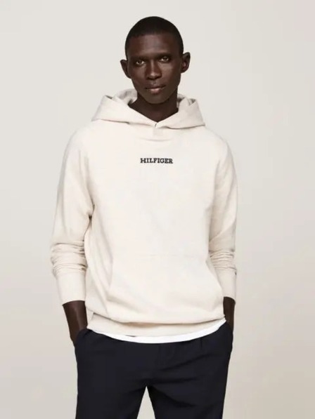 Tommy Hilfiger Pánska biela mikina Monotype Heathered Oatmilk Tommy Hilfiger