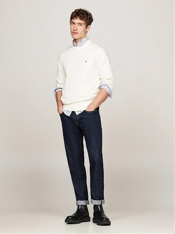 Tommy Hilfiger Pánsky biely sveter Ivory Tommy Hilfiger