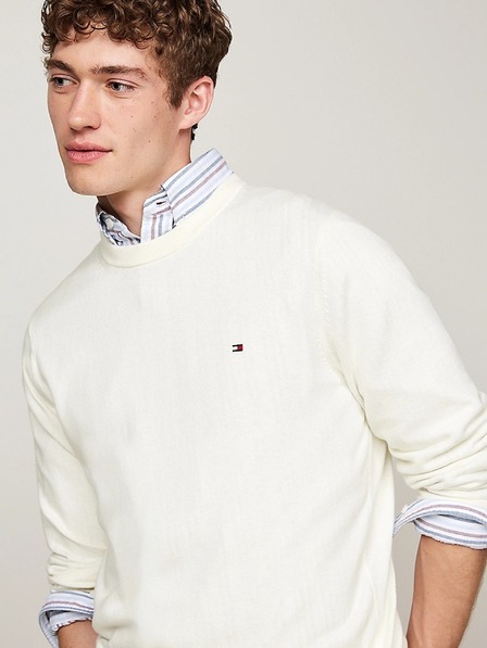 Tommy Hilfiger Pánsky biely sveter Ivory Tommy Hilfiger