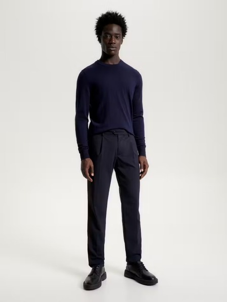 Tommy Hilfiger Pánsky modrý jemný vlnený sveter Tommy Hilfiger