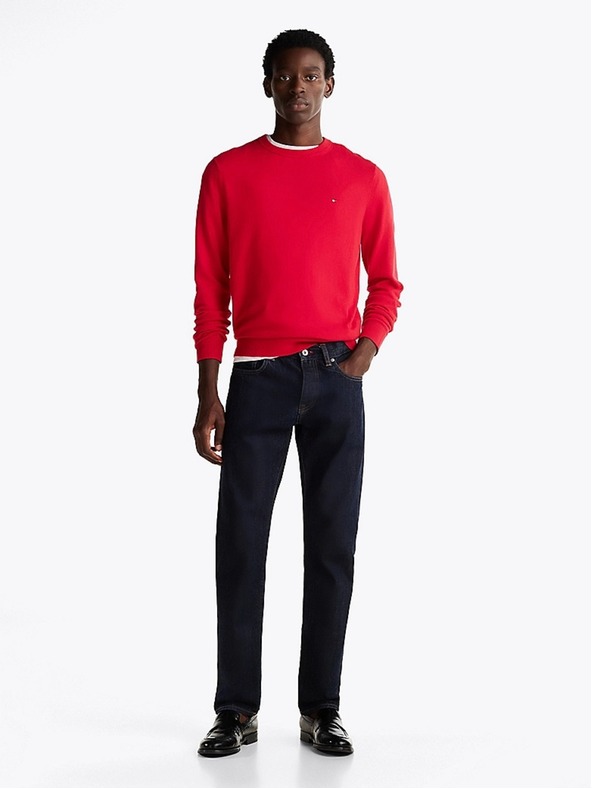 Tommy Hilfiger Pánsky červený sveter Primary Red Tommy Hilfiger