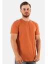 Calvin Klein Pánske oranžové tričko Calvin Klein Jeans Badge Round Hem Tee GAN Auburn