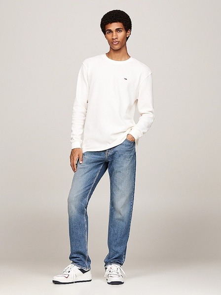 Tommy Jeans Pánske biele tričko s vafľovým vzorom Tommy Jeans