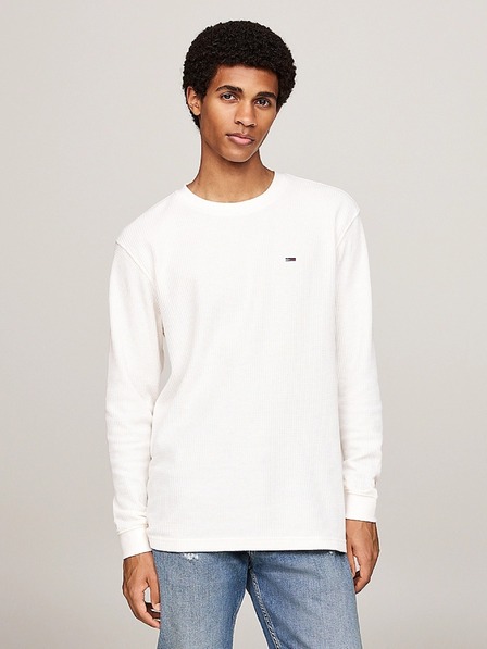 Tommy Jeans Pánske biele tričko s vafľovým vzorom Tommy Jeans