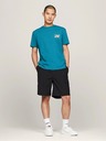 Tommy Jeans Pánske modré tričko s potlačou Tommy Jeans Timeless Teal