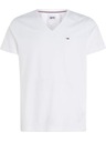 Tommy Jeans Pánske biele tričko Tommy Jeans V-Neck T-Shirt 100 Classic White
