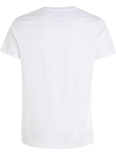 Tommy Jeans Pánske biele tričko Tommy Jeans V-Neck T-Shirt 100 Classic White