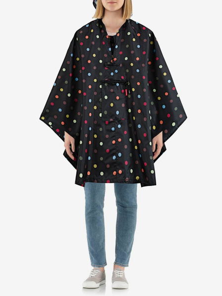 Reisenthel Čierna dámska skladacia bodkovaná pláštenka Reisenthel Mini Maxi Poncho