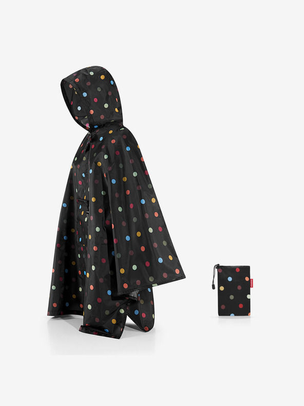 Reisenthel Čierna dámska skladacia bodkovaná pláštenka Reisenthel Mini Maxi Poncho
