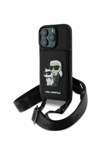 Karl Lagerfeld Karl Lagerfeld Saffiano Crossbody Popruh Karl and Choupette Kryt pre iPhone 16 Pro Black