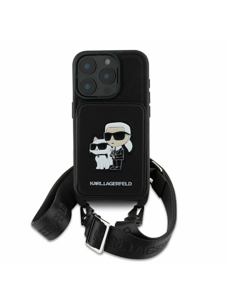 Karl Lagerfeld Karl Lagerfeld Saffiano Crossbody Popruh Karl and Choupette Kryt pre iPhone 16 Pro Black