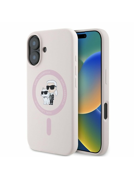 Karl Lagerfeld Karl Lagerfeld Liquid Silicone Karl and Choupette MagSafe Zadný kryt pre iPhone 16 Pink