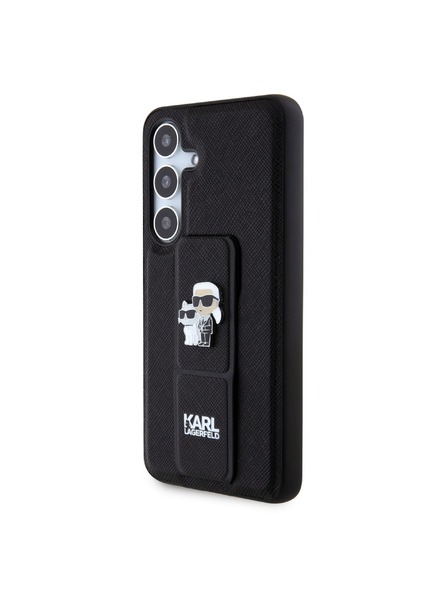 Karl Lagerfeld Karl Lagerfeld Saffiano Grip Stand Metal Logo Zadný kryt pre Samsung Galaxy S24 Black