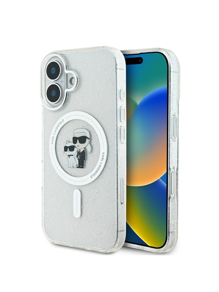 Karl Lagerfeld Karl Lagerfeld IML Glitter Karl and Choupette MagSafe Zadný kryt pre iPhone 16 Transparent