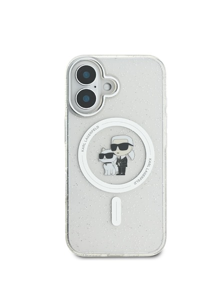 Karl Lagerfeld Karl Lagerfeld IML Glitter Karl and Choupette MagSafe Zadný kryt pre iPhone 16 Transparent