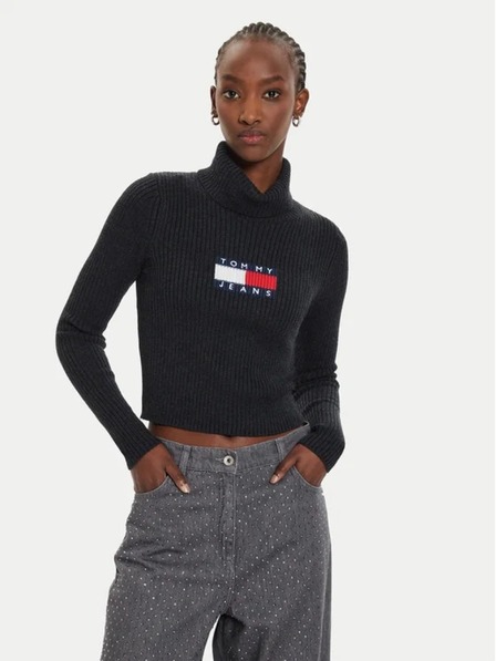 Tommy Hilfiger Dámsky čierny slim sveter s vlnou Tommy Hilfiger