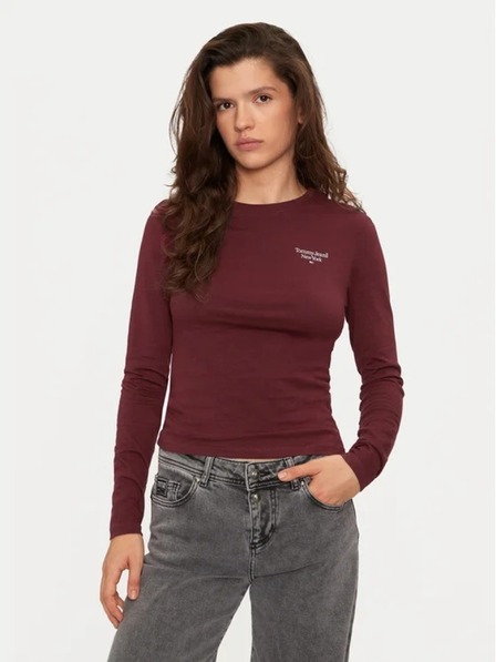 Tommy Jeans Dámske bordové tričko Tommy Jeans Deep Rouge