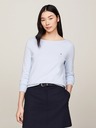 Tommy Hilfiger Dámsky svetlemodrý jemne pletený sveter s lodičkovým výstrihom Tommy Hilfiger
