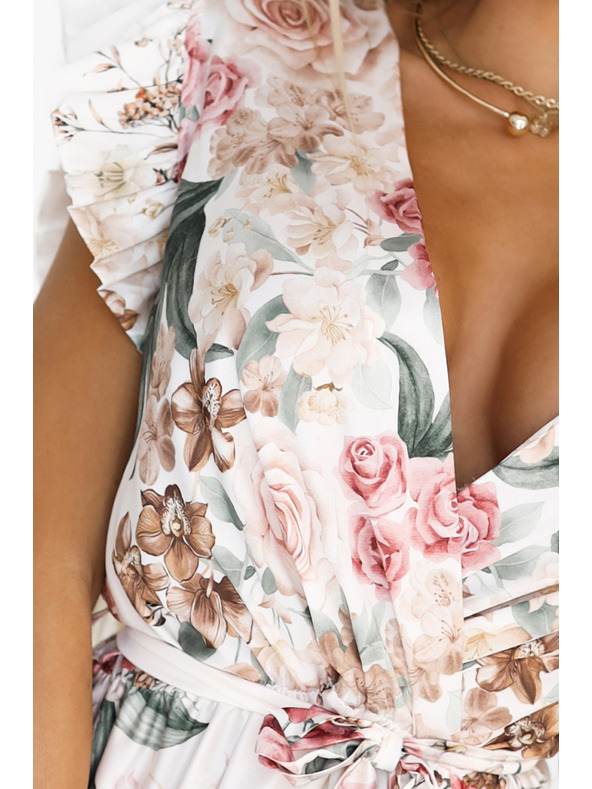 numoco Saténové maxi šaty s hlbokým výstrihom a kvetinovým ombré vzorom