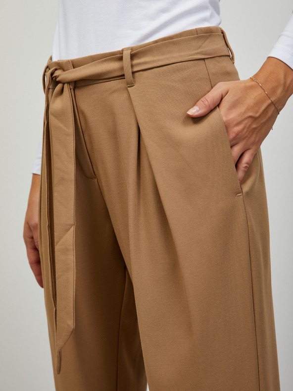 ZOOT.lab Béžové dámske skrátené nohavice so zaväzovaním ZOOT.lab Alyza