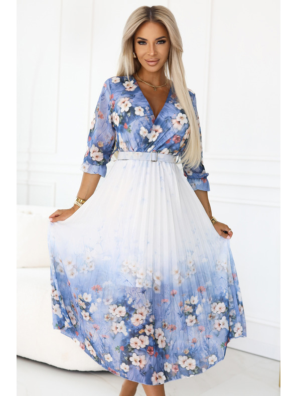 numoco Vzdušné midi šaty s výstrihom do V a skladmi