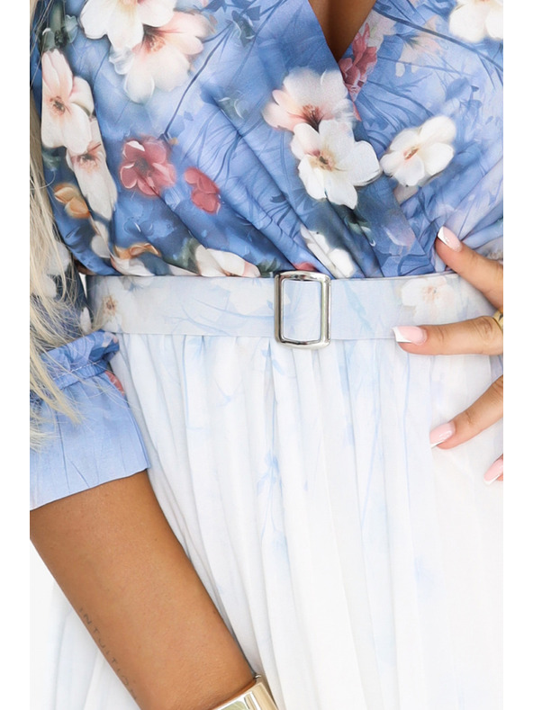 numoco Vzdušné midi šaty s výstrihom do V a skladmi