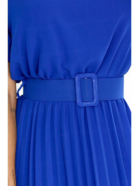 numoco Plisované šifónové midi šaty MIA so širokým páskom