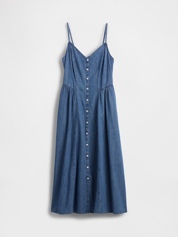 GAP Džínsové maxi šaty s vreckami GAP
