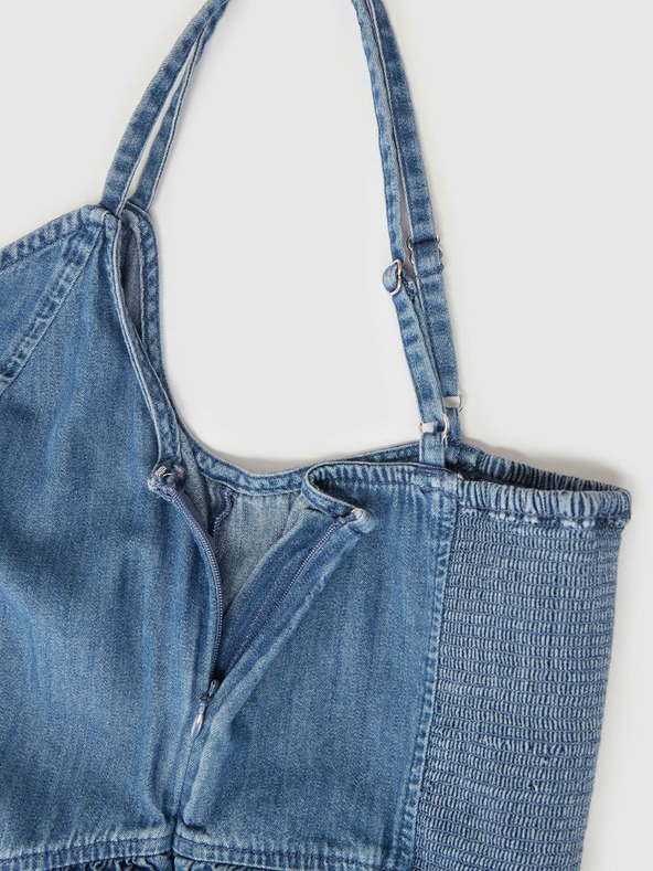 GAP Džínsové maxi šaty s vreckami GAP