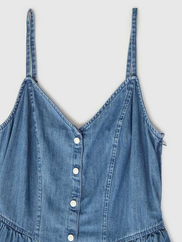 GAP Džínsové maxi šaty s vreckami GAP