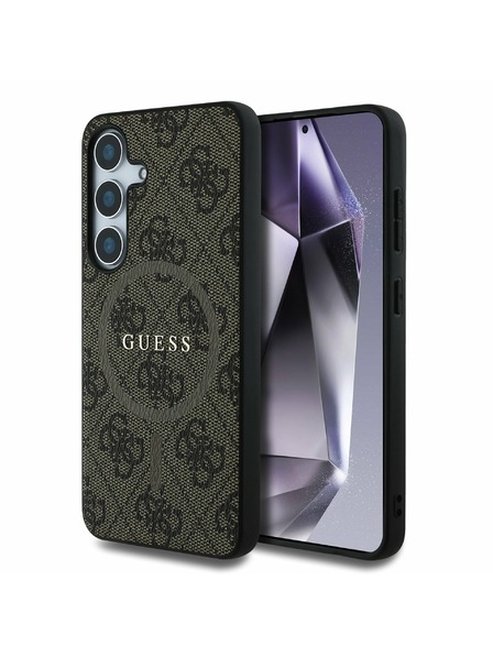 Guess Guess PU Leather 4G Colored Ring MagSafe Zadný Kryt pre Samsung Galaxy S25 Brown