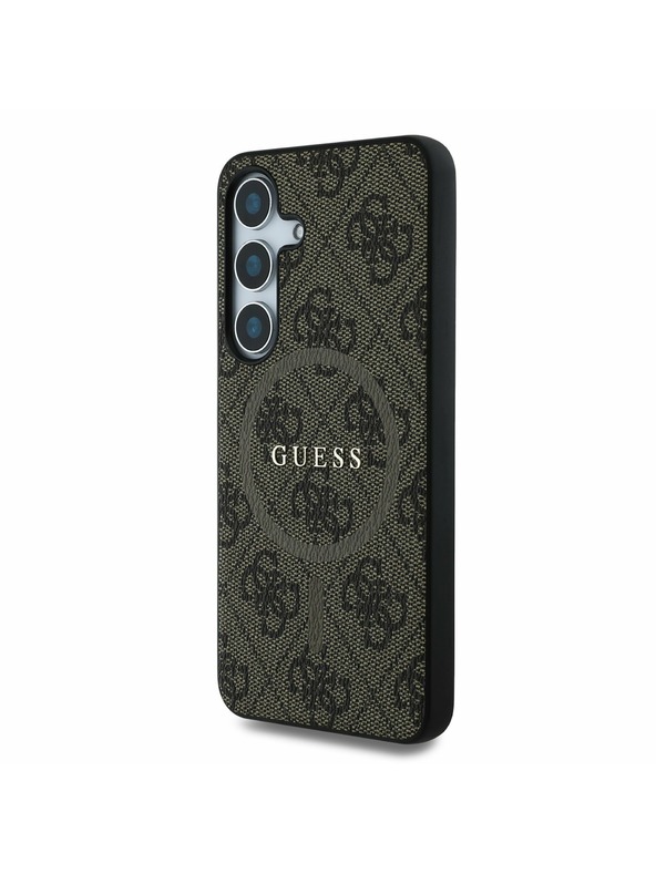 Guess Guess PU Leather 4G Colored Ring MagSafe Zadný Kryt pre Samsung Galaxy S25 Brown
