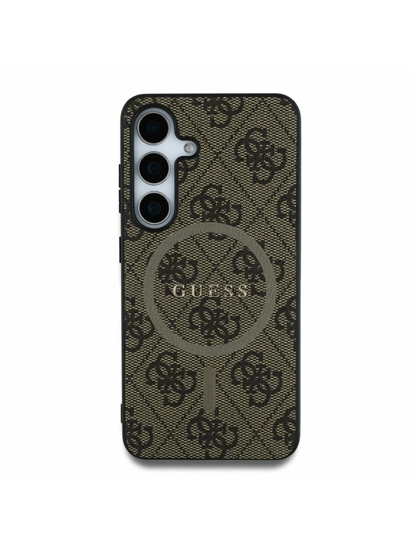 Guess Guess PU Leather 4G Colored Ring MagSafe Zadný Kryt pre Samsung Galaxy S25 Brown