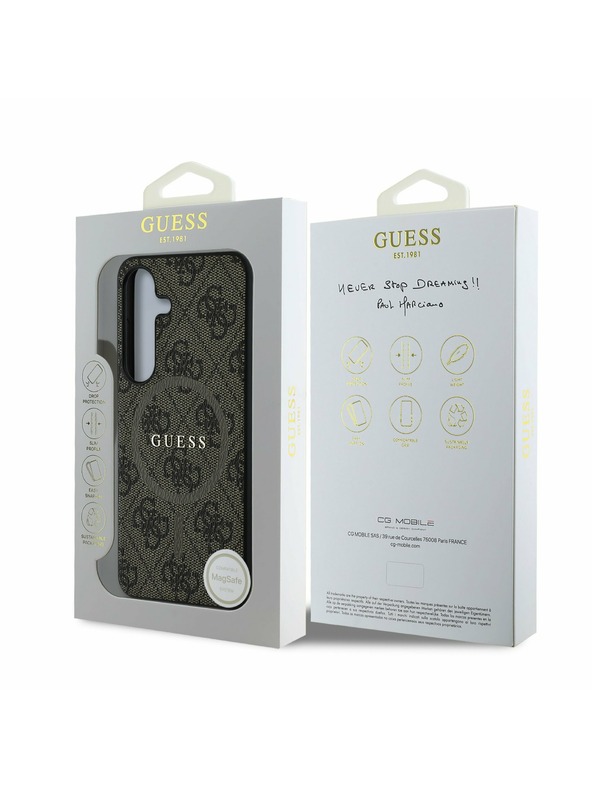 Guess Guess PU Leather 4G Colored Ring MagSafe Zadný Kryt pre Samsung Galaxy S25 Brown