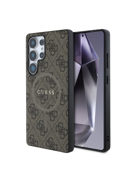 Guess Guess PU Leather 4G Colored Ring MagSafe Zadný Kryt pre Samsung Galaxy S25 Ultra Brown