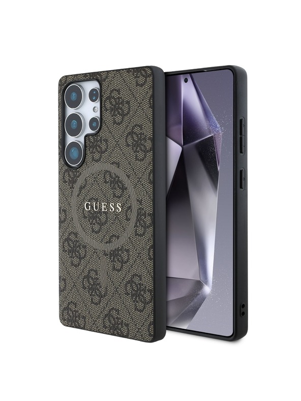 Guess Guess PU Leather 4G Colored Ring MagSafe Zadný Kryt pre Samsung Galaxy S25 Ultra Brown