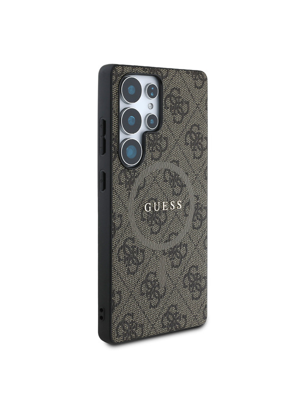 Guess Guess PU Leather 4G Colored Ring MagSafe Zadný Kryt pre Samsung Galaxy S25 Ultra Brown