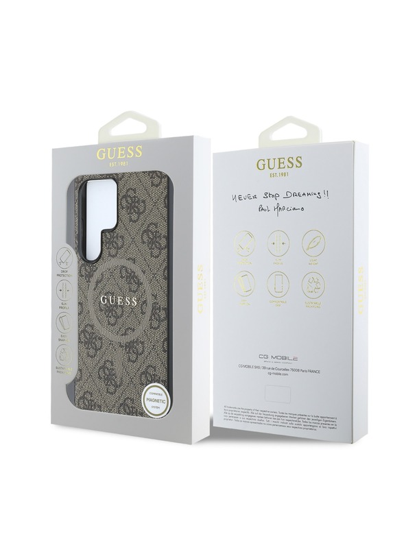 Guess Guess PU Leather 4G Colored Ring MagSafe Zadný Kryt pre Samsung Galaxy S25 Ultra Brown