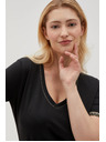 Moodo Čierne basic tričko s véčkovým výstrihom