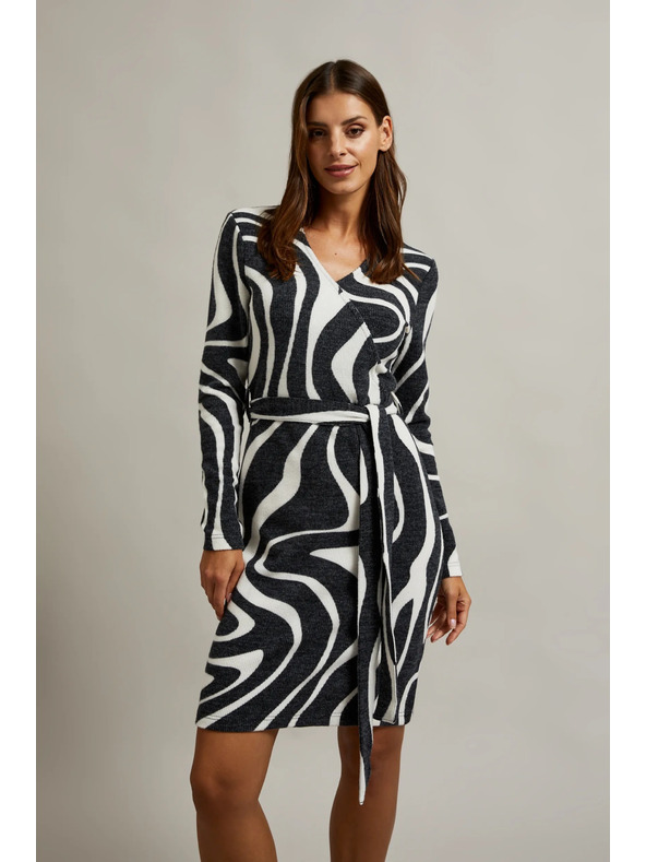 Moodo Čiernobiele zavinovacie šaty