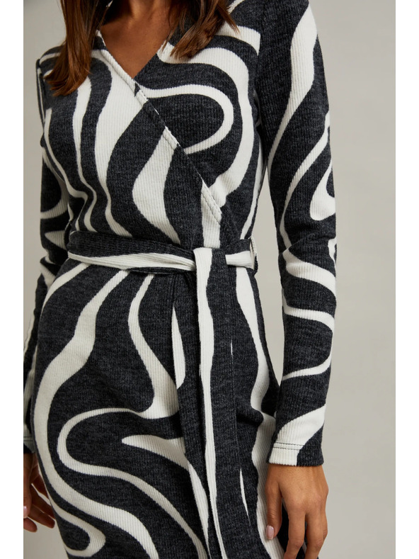 Moodo Čiernobiele zavinovacie šaty