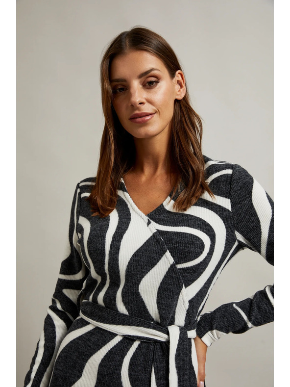 Moodo Čiernobiele zavinovacie šaty