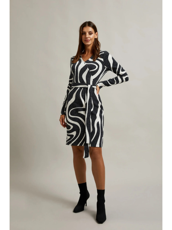 Moodo Čiernobiele zavinovacie šaty