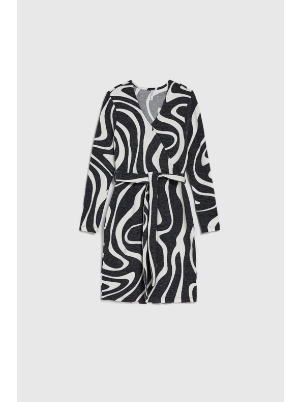 Moodo Čiernobiele zavinovacie šaty