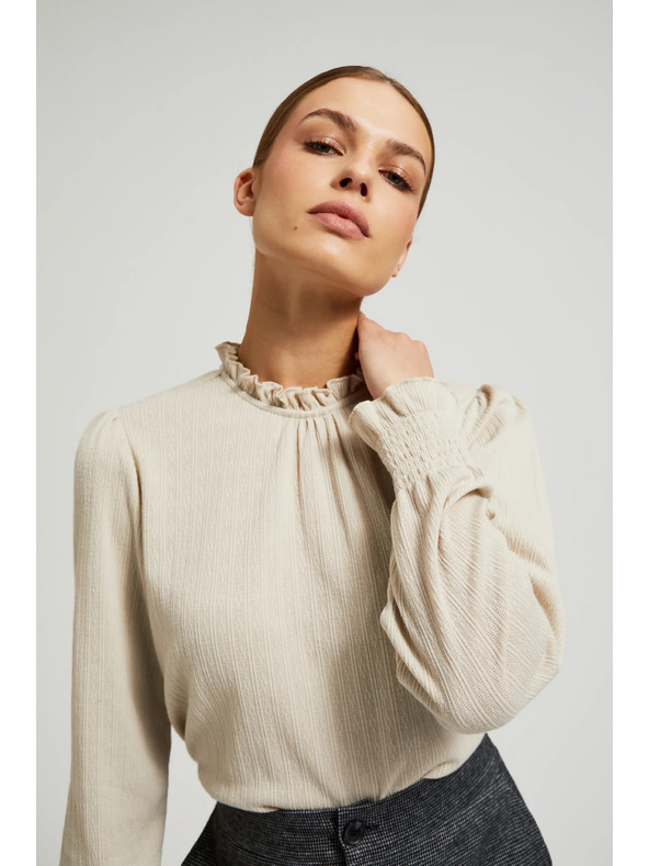 Moodo Béžový dámsky top s dlhým rukávom